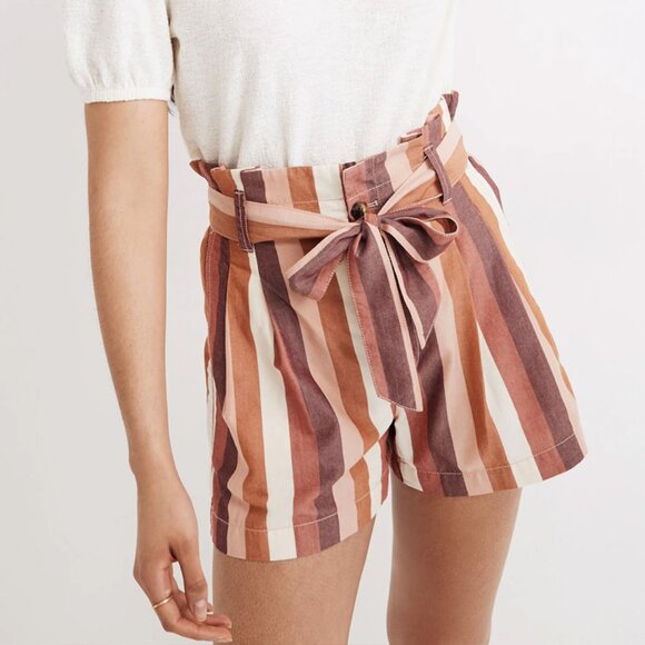 Madewell Paperbag Shorts in Fall Stripes - Picture 1 of 8